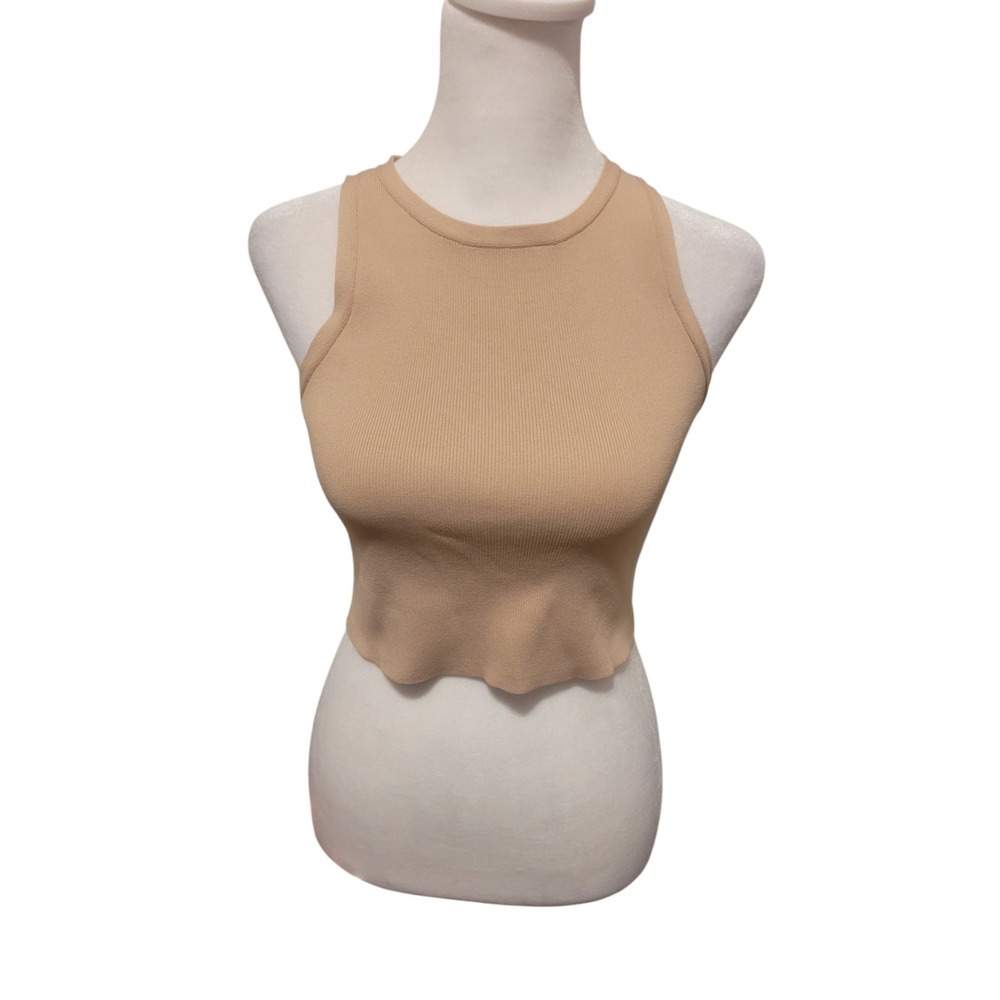 Zara Tan Cropped Ribbed Tank Size Small - Picture 1 of 7